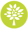 A green icon of a tree